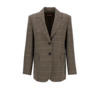 Max Mara Studio - Blazer de Solapa Pico de Un Botón a Cuadros - Jackets - Mujer - Marrón - S -