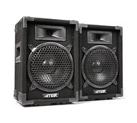 MAX MAX8 - Set de Altavoces pasivos 2X 400 W con woofer de 8 Pulgadas, Altavoz para Fiestas con Asas, Conjunto de Altavoces pasivos para DJ, Caja acústica para Discoteca en Negro