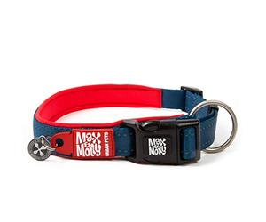 MAX & Molly Matrix Sport Smart ID - Collar Deportivo de Neopreno para Perro con Costuras Exteriores Reflectantes y Etiqueta de identificación Inteligente para protección de Mascotas perdidas, Rojo,