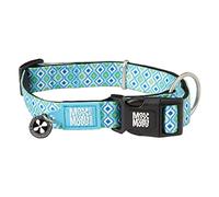 Max & Molly Urban Pets Smart ID - Collar de Perro de Neopreno Suave, Impermeable, Lavable a máquina, Hebilla de Poder, Etiqueta QR y Perfil de aplicación Personalizado, Azul Retro L