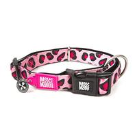Max & Molly Urban Pets Smart ID - Collar de Perro de Neopreno Suave, Impermeable, Lavable a máquina, Hebilla de Poder, Etiqueta QR y Perfil de aplicación Personalizado, Leopardo Rosa, L