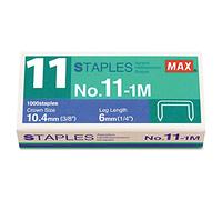 Max NO111M - Mini grapas para HD-11FLK, pata de 1/4 pulgadas, cierre plano de corona de 3/8 pulgadas, 1000/caja