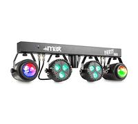 Max PartyBar1 - Kit de luces para discoteca con trípode, 2 focos PAR LED RGB y 2 efectos Jellymoon, control DMX, automático o rítmico, mando a distancia, ideal para DJs, fiestas y eventos