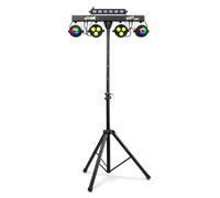 MAX PartyBar10 Kit de iluminación con Jelly Moon, focos PAR y UV | Cuatro focos COB 20W, trípode y mando incluidos, para escenarios y celebraciones