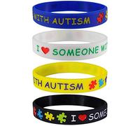 Max Petals - Pulsera de Silicona con Texto I Love Someone with Autism (4 Unidades)