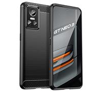 Max Power Digital Funda para móvil Realme GT Neo 3 Carcasa Protectora Antigolpes Silicona Negra Diseño Fibra de Carbono Resistente Absorción de Choque [Compatible Carga Inalámbrica]