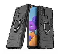 Max Power Digital Funda para móvil Samsung Galaxy A21s Carcasa Magnética con Anillo Imán Híbrida Antigolpes Resistente Rígida Dura [Tecnología de Absorción de Golpes] (Samsung Galaxy A21s, Negro)