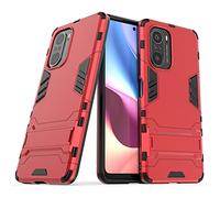 Max Power Digital Funda para móvil Xiaomi Poco F3 con Soporte - Carcasa Híbrida Antigolpes Resistente Rígida Dura Antichoque (Xiaomi Poco F3, Rojo)