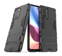 Max Power Digital Funda para móvil Xiaomi Poco F3 con Soporte - Carcasa Híbrida Antigolpes Resistente Rígida Dura Antichoque (Xiaomi Poco F3, Negro)