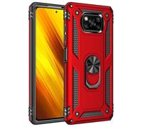 Max Power Digital Funda para móvil Xiaomi Poco X3 NFC/Poco X3 Pro con Anillo Giratorio 360 Metálico Imán Carcasa Magnética Rígida Antigolpes Resistente Soporte Bumper Case (Xiaomi Poco X3, Rojo)