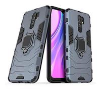 Max Power Digital Funda para móvil Xiaomi Redmi 9 Carcasa Magnética con Anillo Imán Híbrida Antigolpes Resistente Rígida Dura [Tecnología de Absorción de Golpes] (Xiaomi Redmi 9, Azul Marino)