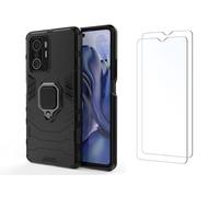 Max Power Digital Funda y 2 Cristal Templado para móvil Xiaomi Mi 11T 5G/Mi 11T Pro 5G Carcasa Magnética con 2 Piezas Protectores Anillo Imán Antigolpes Resistente Rígida Dura (Xiaomi Mi 11T, Negro)