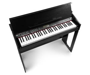 MAX Rhapsody DP61 Piano Digital con teclado de 61 teclas sensibles al tacto, mueble con tapa y soporte de partituras, 300 sonidos y ritmos, 80 canciones demo, efectos, acordes, USB Midi, sustain