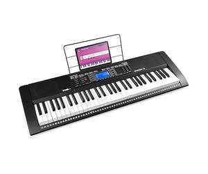 MAX Rhapsody61 Teclado Eléctrico con Auriculares - 61 Teclas, 300 Timbres, 300 Ritmos, 50 Canciones Demo, Enseñanza Inteligente de Música con Teclado, Teclado para Principiantes con Altavoces Duales