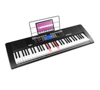 MAX Rhapsody61L Piano electrónico 61 teclas iluminadas - 600 sonidos y ritmos, pantalla LCD, función de aprendizaje, altavoces, MIDI, toma de auriculares - Perfecto para principiantes y profesionales