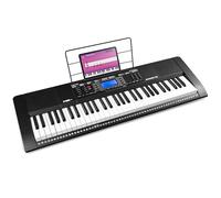 MAX Rhapsody61M Teclado Piano eléctrico de 61 teclas, 600 sonidos, sensible al tacto, MP3 USB, pantalla, función de aprendizaje, altavoces, MIDI, auxiliar, ideal para principiantes y profesionales