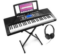 MAX Rhapsody61P - Teclado eléctrico Midi de 61 teclas con soporte de teclado, auriculares, altavoz, pantalla LCD, con función de aprendizaje, 40 canciones de demostración y 300 tipos de sonido