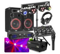 MAX Set Completo de Sonido de 700W Disco DJ Pack con Bluetooth, iluminación y máquina de Humo