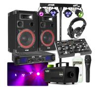 MAX Set DJ Completo Bluetooth Disco con Sonido, Luz y Humo con líquido