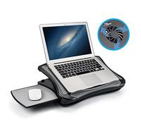 MAX SMART Soporte Elevador ergonómico para computadora portátil con Ventilador de refrigeración Interno, cojín, Mango y ángulos de visión Ajustables para Laptop, Tablet, iPad y Laptop de 12 a 17