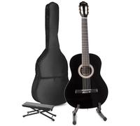 MAX SoloArt Guitarra acústica negra clásica para principiantes con soporte