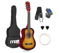 MAX SoloArt - Guitarra clásica color sunburst tamaño 1/4 con accesorios