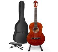 MAX SoloArt Guitarra Clásica Española - Set Completo para Principiantes con Reposapiés, Bolsa, Soporte, Afinador, Púas, Cuerdas y Correa - Ideal para Jóvenes y Adultos