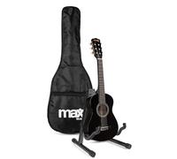 MAX SoloArt Junior GP20 - Guitarra clásica color negro 1/4 + soporte