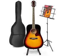 MAX SoloJam Guitarra Acústica Natural para Principiantes y Adultos - Set Completo con Atril, Soporte, Funda, Afinador Digital, Cuerdas, Correa y Púas - Ideal para Aprender desde el Primer Día