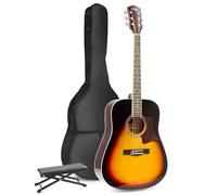 MAX SoloJam Guitarra Acústica Natural para Principiantes y Adultos - Set Completo con Reposapiés, Funda, Afinador Digital, Correa, Cuerdas y Púas - Ideal para Tocar Cómodo desde el Primer Día