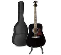 MAX SoloJam Guitarra Acústica Negra - Set Completo para Principiantes con Bolsa, Soporte, Afinador, Púas, Cuerdas y Correa - Ideal para Adultos, Jóvenes y Estudiantes Musicales