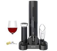 Max Star Abridor de Vino Eléctrico 4 en 1 Sacacorchos Eléctrico Portátil Automático Kit Abridor de Botellas Inalámbrico Juego de Sacacorchos 6 Piezas Multifuncionales Incluidas Vertedor de Vino