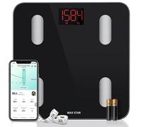 Max Star Bascula Digital Bluetooth Bascula Inteligente 2 Opciones de Peso KG/LBS Max Capacidad 180KG Pantala LED Apagado Automatico Bacula de Baño