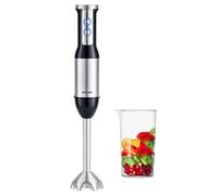 Max Star Batidora de Mano 2 Velocidades 600W Cuchillas de Acero Inoxidable Mango Ergonómica Batidora de Vaso 500ml Pie Desmontable Material de Acero Inoxidable LED Turbo Truturadora de Alimentos