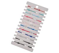 Max-Tonsen 12 unids/lote pulsera cruzada cordón pulsera pulseras ajustables con colgante para mujeres niñas adolescentes niño joyas cristianas, 30 cm, Aleación de poliéster