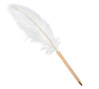 Max-Tonsen Bolígrafo retro con pluma blanca, exquisito bolígrafo de firma recargable para oficina de bodas, regalo de negocios