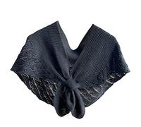 Max-Tonsen Chal de ganchillo para mujer, diseño de escamas de pescado, color sólido, anudado, chal para mujer, color negro, Nerón