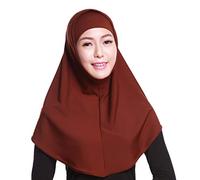 Max-Tonsen Musulmán de Dos Piezas Hijab Hijab para Mujer 2 Piezas de Color sólido Amira Jersey Musulmán Hijab Algodón Suave Elástico Bufanda para la Cabeza con Tubo Interior Underscarf Cap Hood-Brown