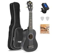 MAX UKEY Ukelele soprano color negro de 21" en madera de tilo para adultos