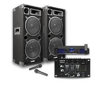MAX212 Kit de Sono DJ, Amplificador y Mezclador - 2800 W, kit perfecto para principiantes y profesionales, ideal para animar tus veladas negras