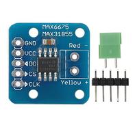 MAX6675 Sensor de temperatura Módulo de termopar tipo K Módulo de sensor de bricolaje con amplificador de acondicionamiento de señal, voltaje de trabajo DC 3-5V, resolución de 14 bits