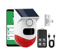 maxant - Alarma de luz estroboscópica de sonido solar con detector de movimiento y control remoto, detector de alarma estroboscópica audible de seguridad para el hogar, 120 dB, luz de sirena de
