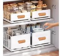 maxant Organizador de gabinete extraíble, estantes de almacenamiento deslizantes para armario de cocina, cajón deslizante extensible con mango de madera, organizador extraíble, estante de despensa,