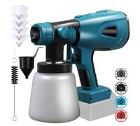 MaxAwe Sistema de pulverización de pintura, pistola de pintura eléctrica para baterías Makita 18V, pistola de pintura con 4 boquillas y 3 cartuchos, pistola de pintura para pintar paredes, valla de