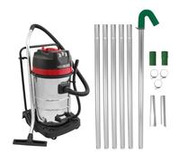 MAXBLAST Aspirador Húmedo y Seco 80L + Kit Postes para Limpieza de Canalones 1,2-7,2m | Motor 3000W | Función húmedo/seco | Boquillas Intercambiables | Cable 9m | Fácil maniobra y Ruedas