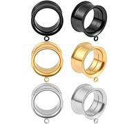 Maxbott Juego de 3 pares de dilatadores de túneles de bricolaje para piercing de orejas, joyería de acero inoxidable de 2 g 0 g, accesorios para mujeres y hombres, 06mm(2g), Metal, No es una piedra