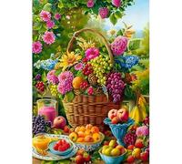 MAXBYE 5D Diamond Painting Kit Completo Adultos Frutas Abundantes, Pintura Diamante Flores, Diamond Painting Art Punto de Cruz Cristal Para Decoración de Pared Hogar Regalo 30x40cm