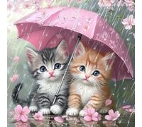 MAXBYE 5D Diamond Painting Kit Completo Adultos Gatos, Flores Rosas Pintura Diamante Animal, Diamond Painting Art Punto de Cruz Cristal Para Decoración de Pared Hogar Regalo 30x30cm