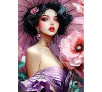 MAXBYE 5D Diamond Painting Kit Completo Adultos, Mujer Bonita Pintura Diamante, Flores Rosas Diamond Painting Art Punto de Cruz Cristal Para Decoración de Pared Hogar Regalo 30x40cm