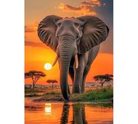 MAXBYE 5D Elefante Diamond Painting Art Kits para Adultos, DlY Full Diamond Art Kit Gemas Punto Cruz Principiantes, Animal Diamante Art Crystal Decoración pared Hogar Regalo Birthday Gift 30x40cm